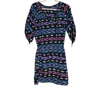 Yumi Kim Blue Multicolor Tie Waist Mini Dress